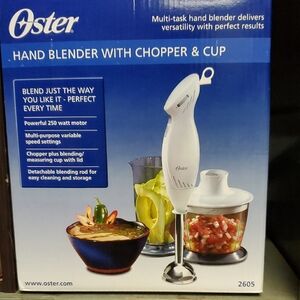 Oster White Hand Blender with Chopper and Cup.  Never Used.